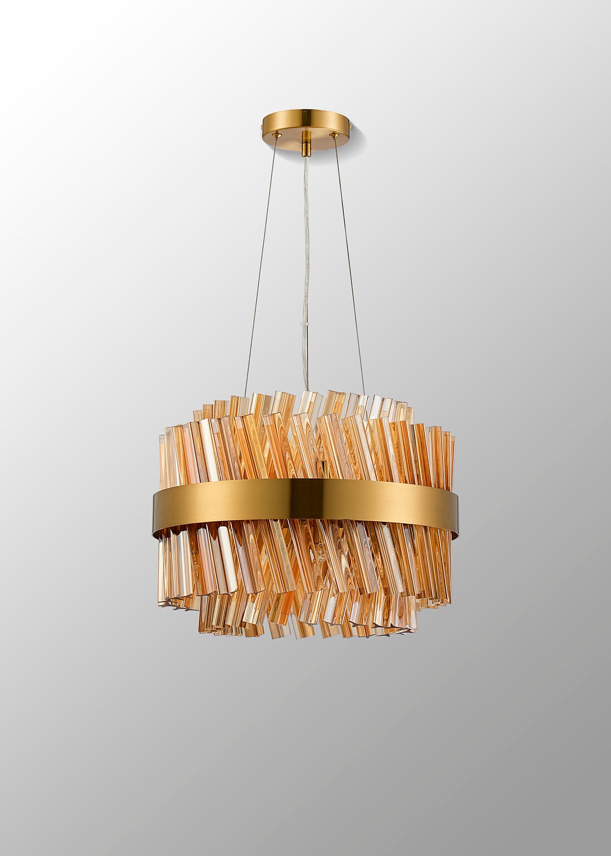 ORI8949BR_AM Orion 10 Light Ceiling Pendant Brass_Amber