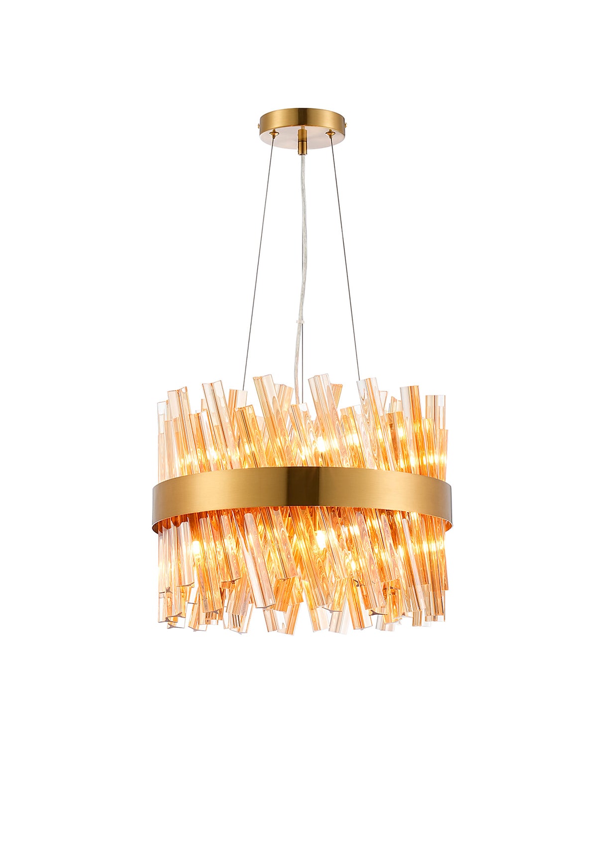 ORI8949BR_AM Orion 10 Light Ceiling Pendant Brass_Amber