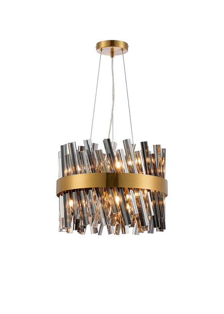 ORI8949BR_SM Orion 10 Light Ceiling Pendant Brass_Smoked