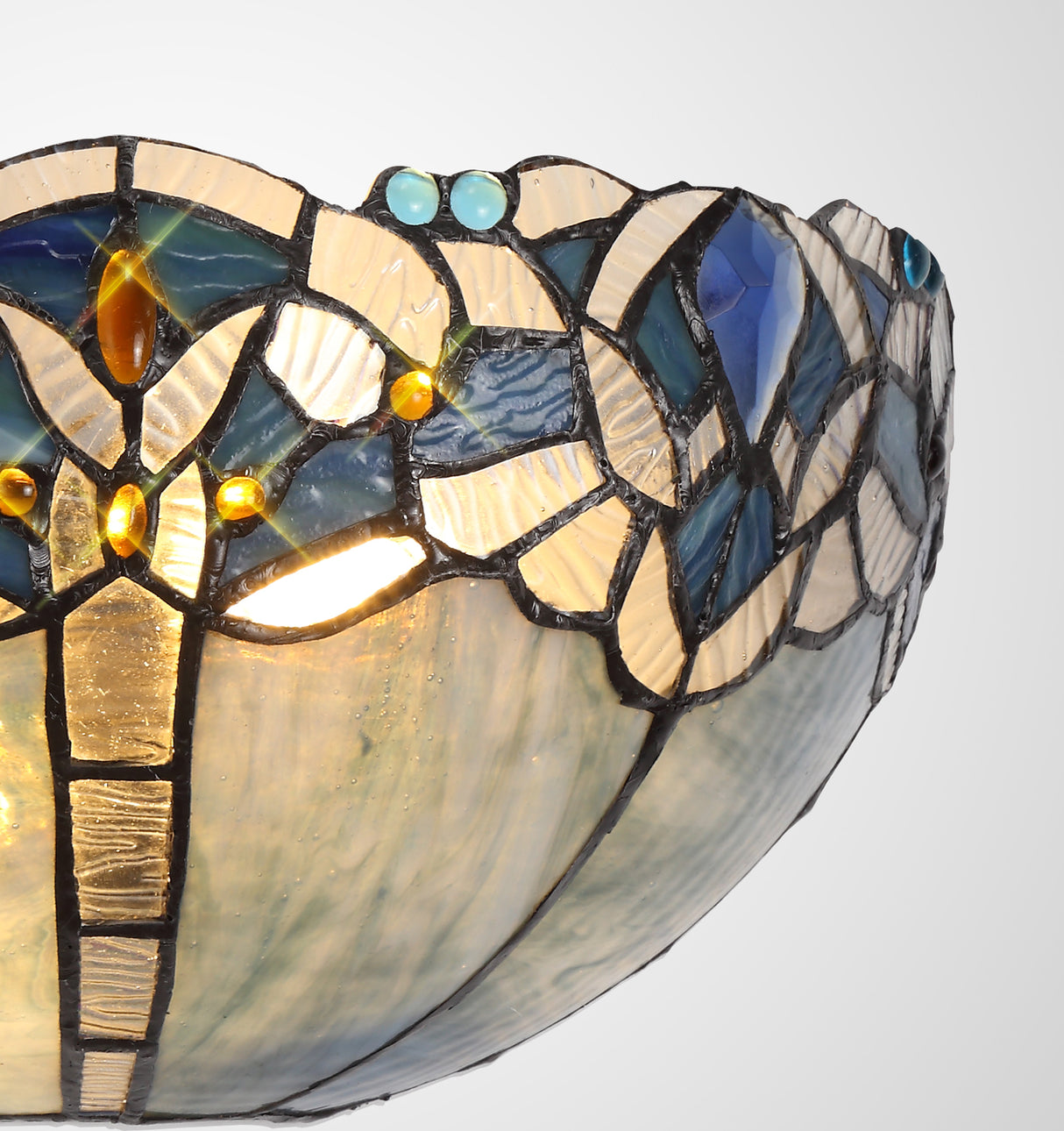 OSL6727 Osla 30cm Wall Lamp 2 Light in a Blue/Black/Amber/Grey/Clear Finish and Blue Crystal