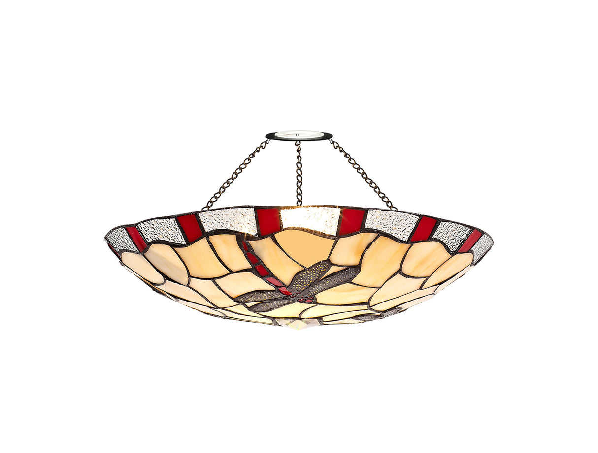 OZA5527 Ozaki 35cm Non-Electric Uplighter Shade in a Red/Cream/Black/Clear Finish and Clear Crystal