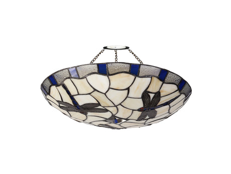 OZA6527 Ozaki 35cm Non-Electric Uplighter Shade in a Rich Blue/Cream/Black/Clear Finish and Clear Crystal