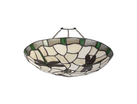 OZA7527 Ozaki 35cm Non-Electric Uplighter Shade in a Green/Cream/Black/Clear Finish and Clear Crystal