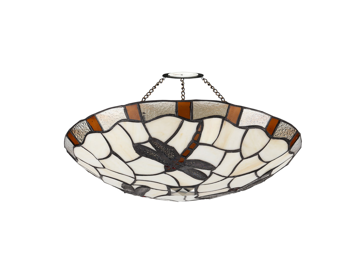 OZA8527 Ozaki 35cm Non-Electric Uplighter Shade in a Amber/Cream/Black/Clear Finish and Clear Crystal