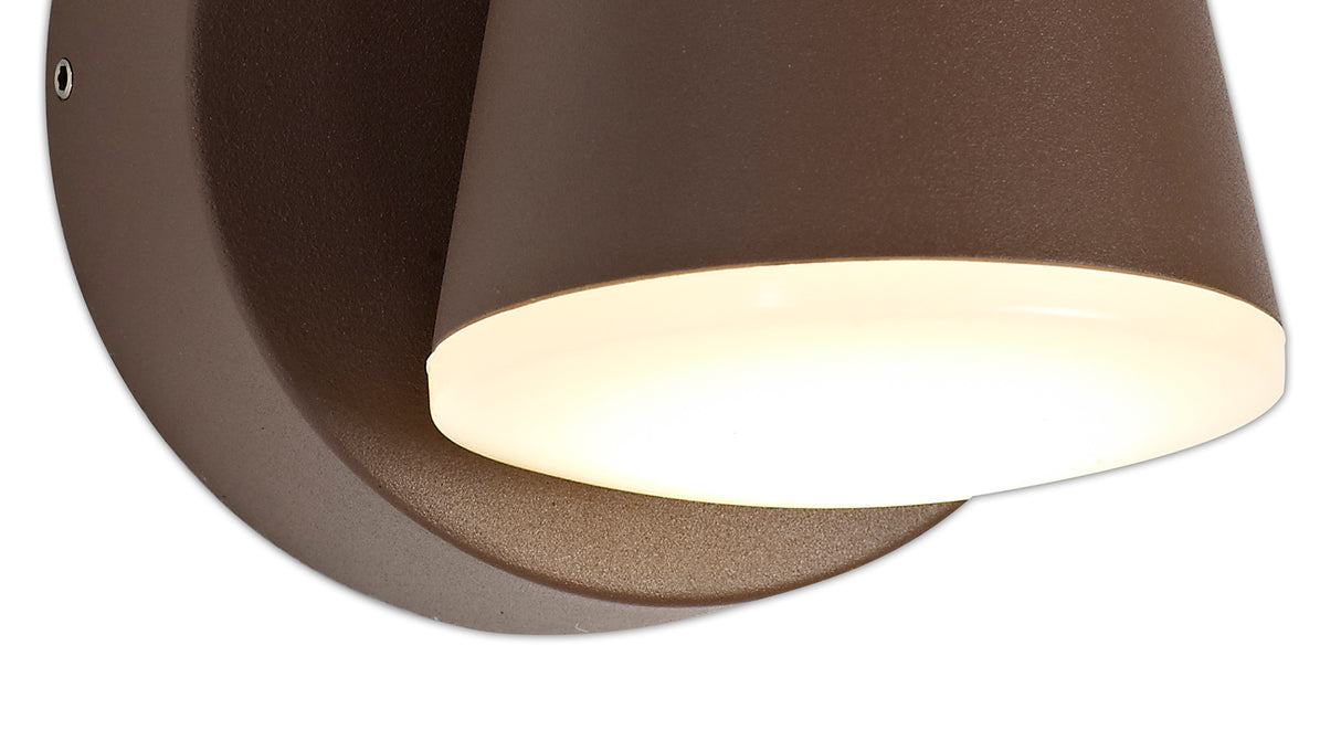 PIA7227 Piautos Wall Lamp 12W LED IP54 Indoor/Outdoor Use in a Dark Brown/Opal White Finish