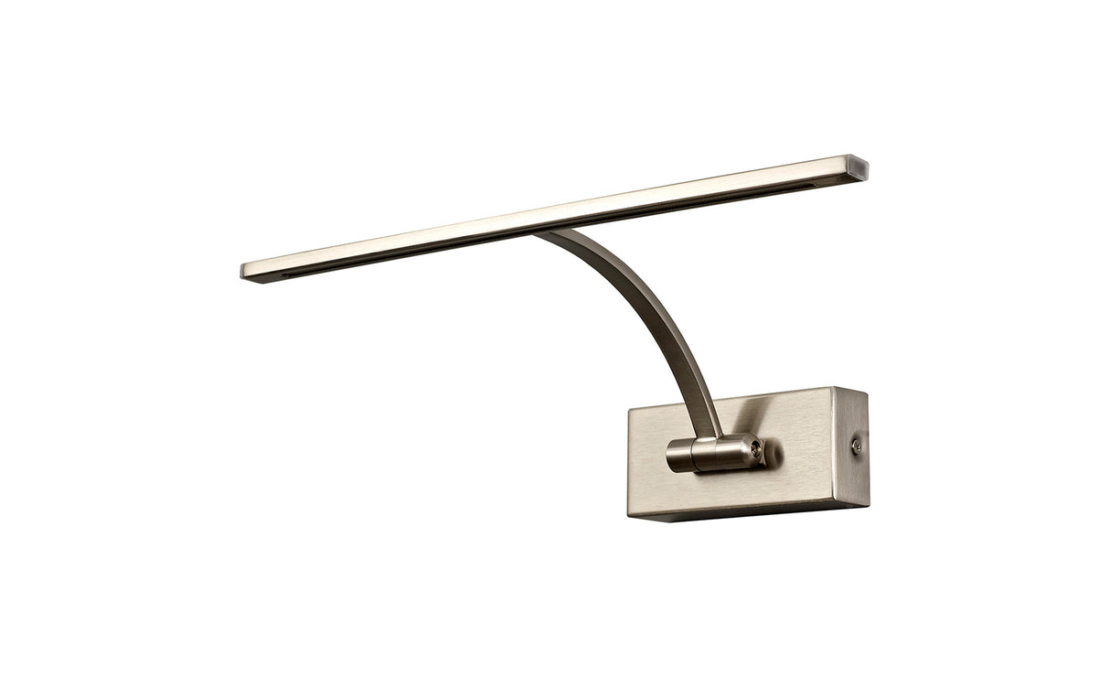 PIN2387 Pincoya Small 1 Arm Wall Lamp/Picture Light 6W LED in a Satin Nickel/Frosted Finish