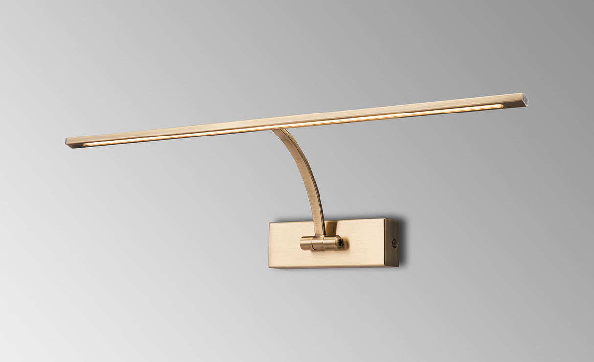 PIN3387 Pincoya Large 1 Arm Wall Lamp/Picture Light 10W LED in a Satin Nickel/Frosted Finish