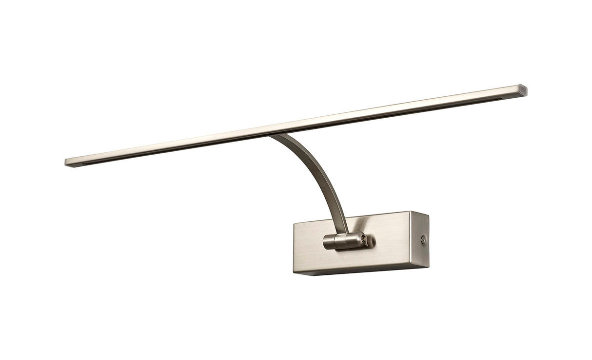 PIN3387 Pincoya Large 1 Arm Wall Lamp/Picture Light 10W LED in a Satin Nickel/Frosted Finish