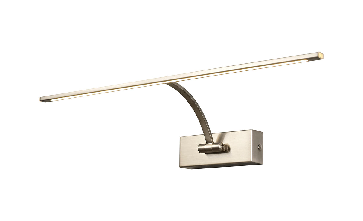 PIN3387 Pincoya Large 1 Arm Wall Lamp/Picture Light 10W LED in a Satin Nickel/Frosted Finish