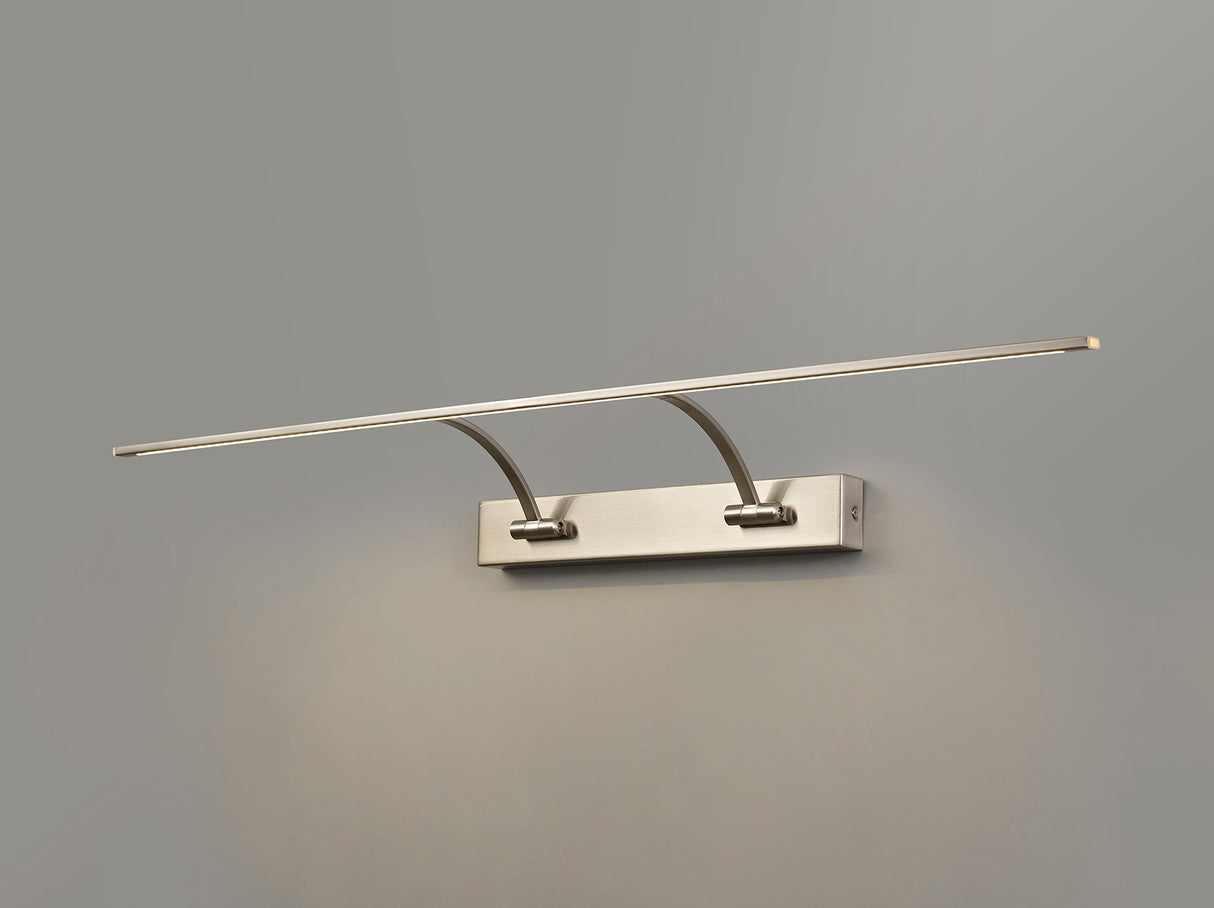 PIN5387 Pincoya Large 2 Arm Wall Lamp/Picture Light 16W LED in a Satin Nickel/Frosted Finish