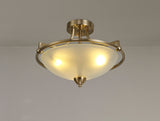 POL3577 Polaris Semi-Flush Ceiling 3 Light in a Antique Brass/Frosted White Finish