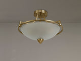 POL3577 Polaris Semi-Flush Ceiling 3 Light in a Antique Brass/Frosted White Finish