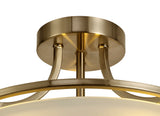 POL3577 Polaris Semi-Flush Ceiling 3 Light in a Antique Brass/Frosted White Finish