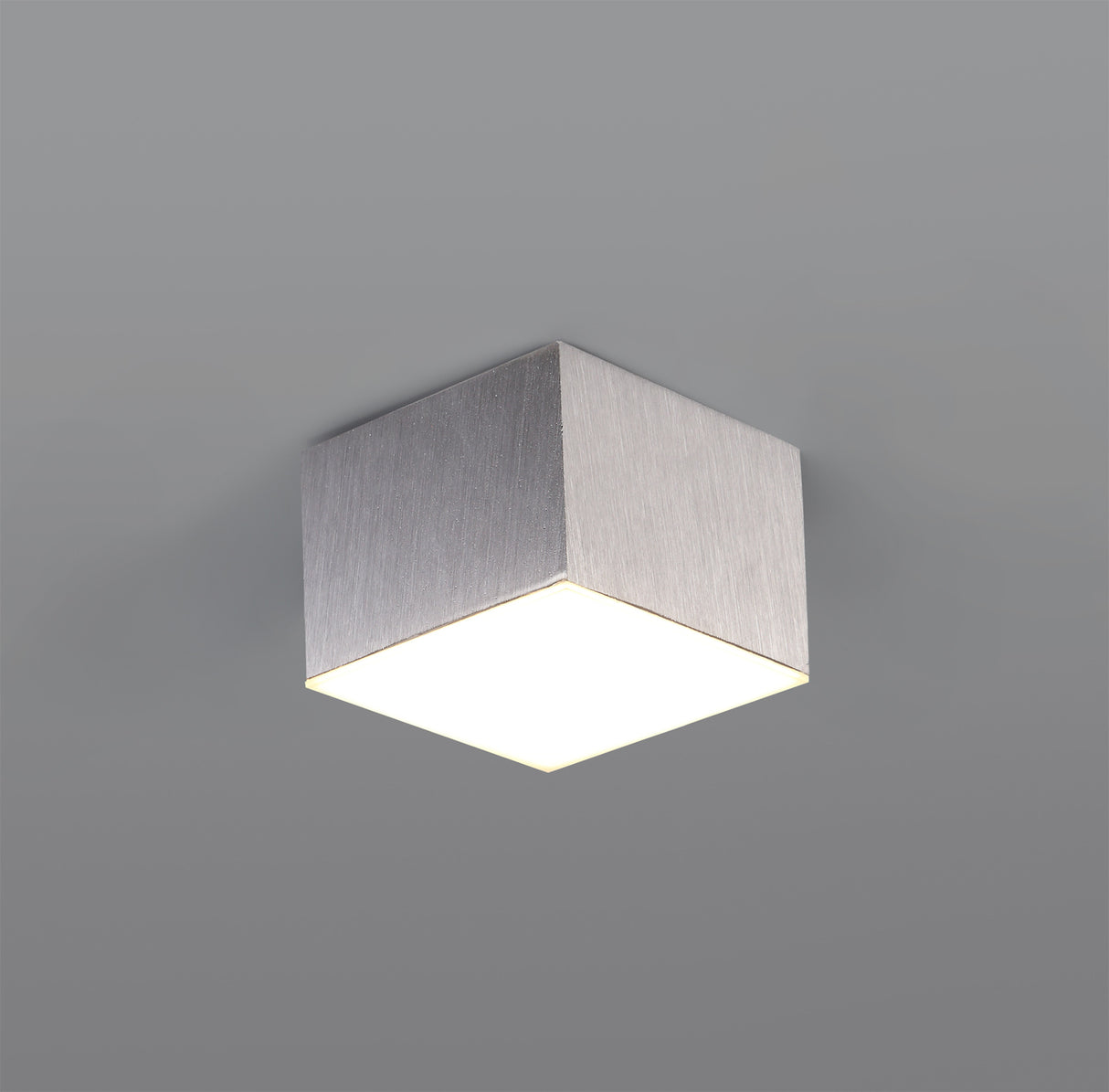 POL3837 Pollux Surface Square Spotlight 9cm 10W LED in a Satin Alum./Frosted White Finish