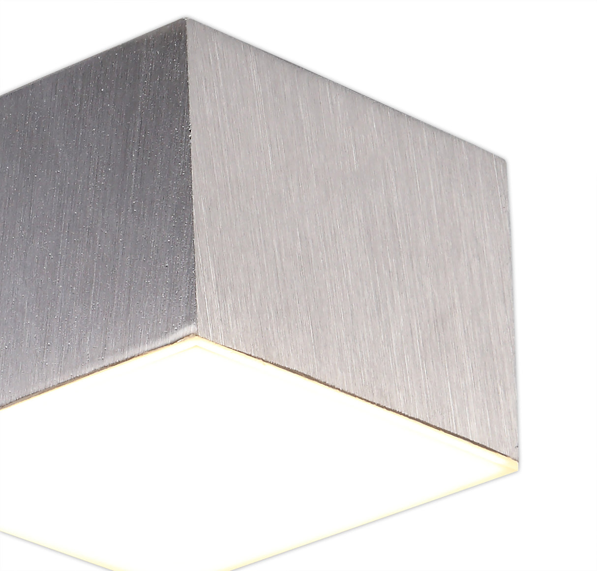 POL3837 Pollux Surface Square Spotlight 9cm 10W LED in a Satin Alum./Frosted White Finish