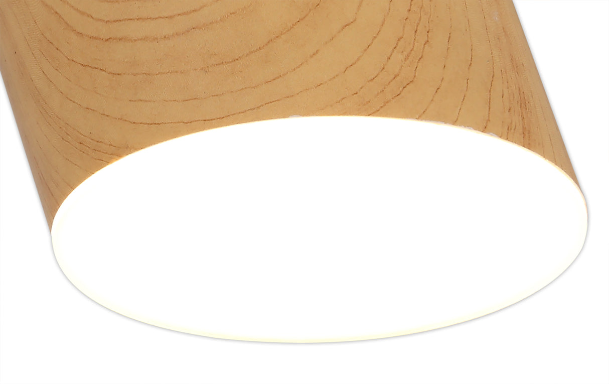 POL7837 Pollux Surface Round Spotlight 10.5cm 10W LED in a Pine Wood/Frosted White Finish