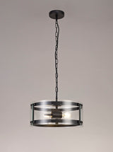 PRO0017 Propus Pendant 2 Light in a Matt Black/Clear Finish