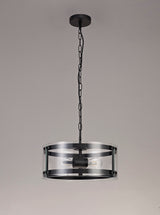 PRO0017 Propus Pendant 2 Light in a Matt Black/Clear Finish