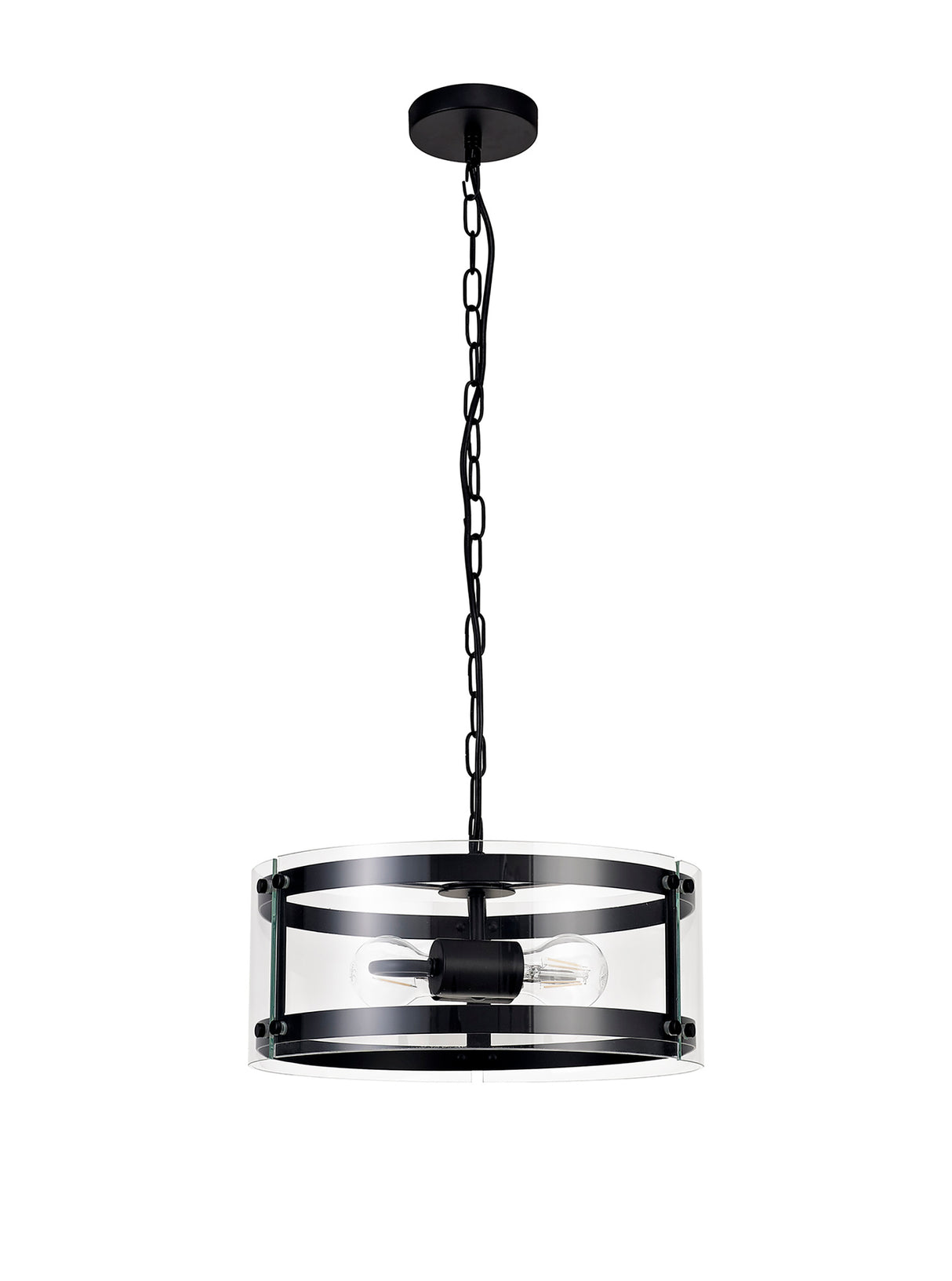 PRO0017 Propus Pendant 2 Light in a Matt Black/Clear Finish