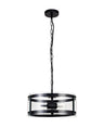 PRO0017 Propus Pendant 2 Light in a Matt Black/Clear Finish