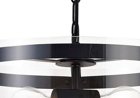 PRO0017 Propus Pendant 2 Light in a Matt Black/Clear Finish