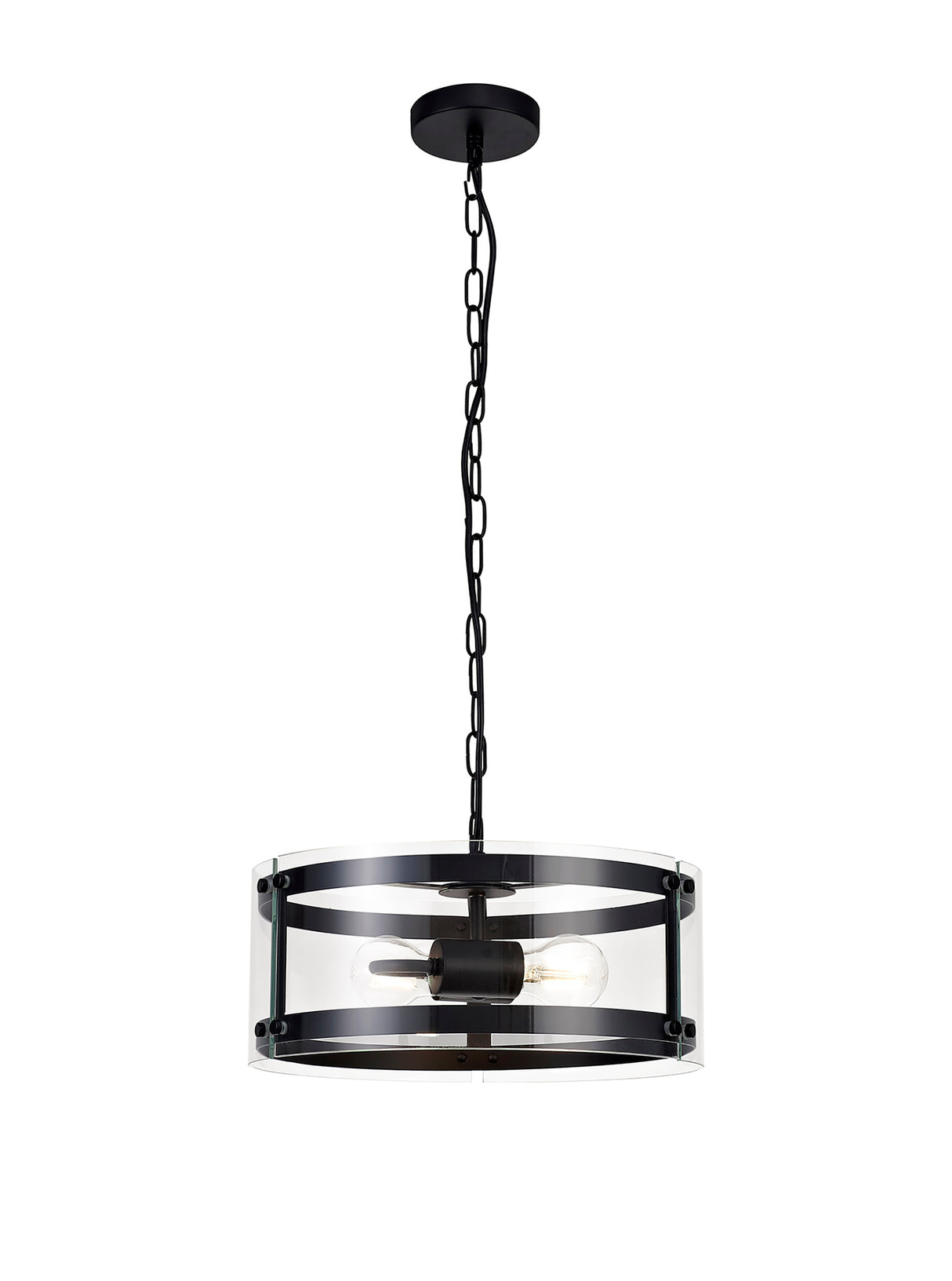 PRO0017 Propus Pendant 2 Light in a Matt Black/Clear Finish