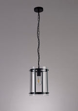 PRO7017 Propus Pendant 1 Light in a Matt Black/Clear Finish