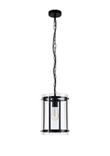 PRO7017 Propus Pendant 1 Light in a Matt Black/Clear Finish