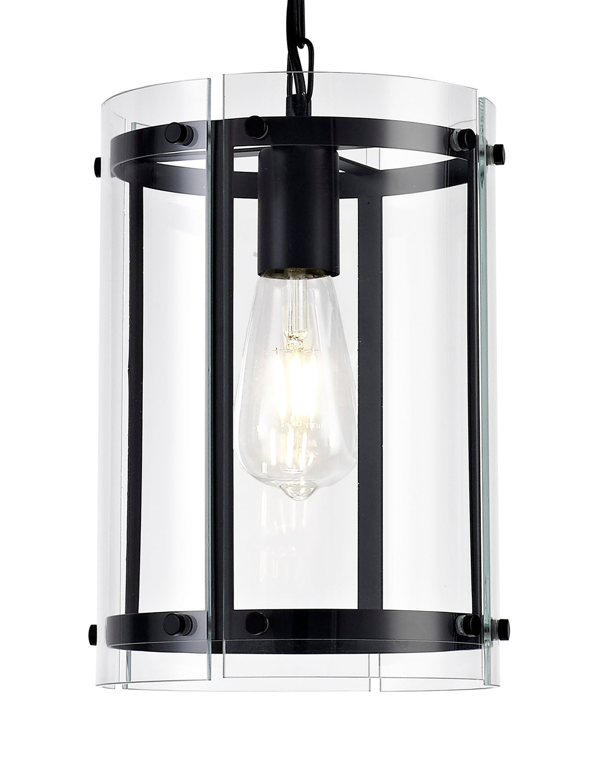 PRO7017 Propus Pendant 1 Light in a Matt Black/Clear Finish