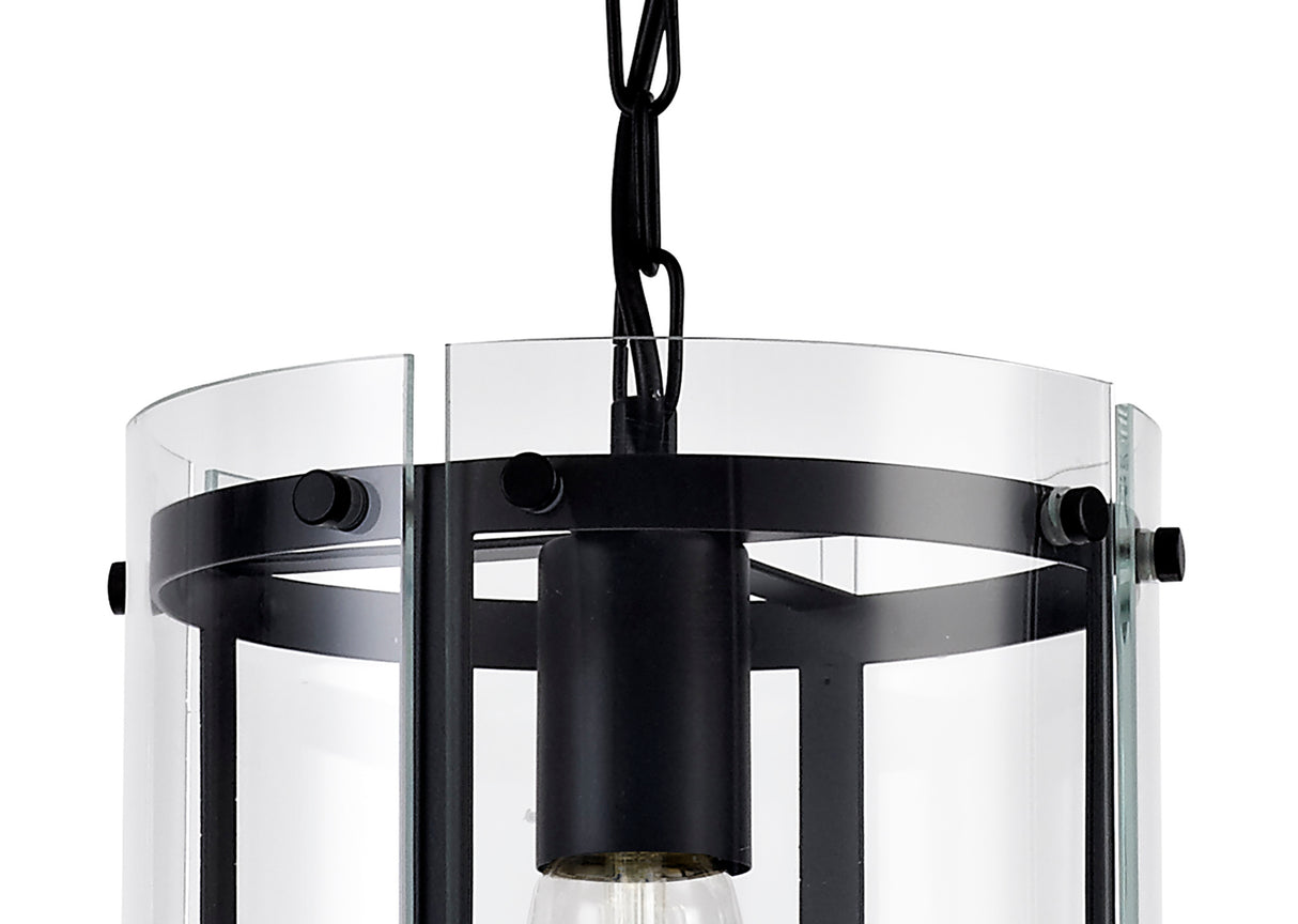 PRO7017 Propus Pendant 1 Light in a Matt Black/Clear Finish