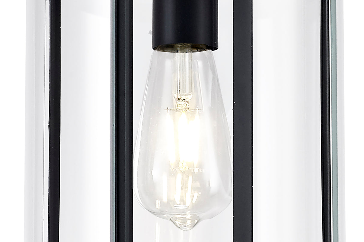 PRO7017 Propus Pendant 1 Light in a Matt Black/Clear Finish