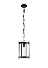 PRO7017 Propus Pendant 1 Light in a Matt Black/Clear Finish