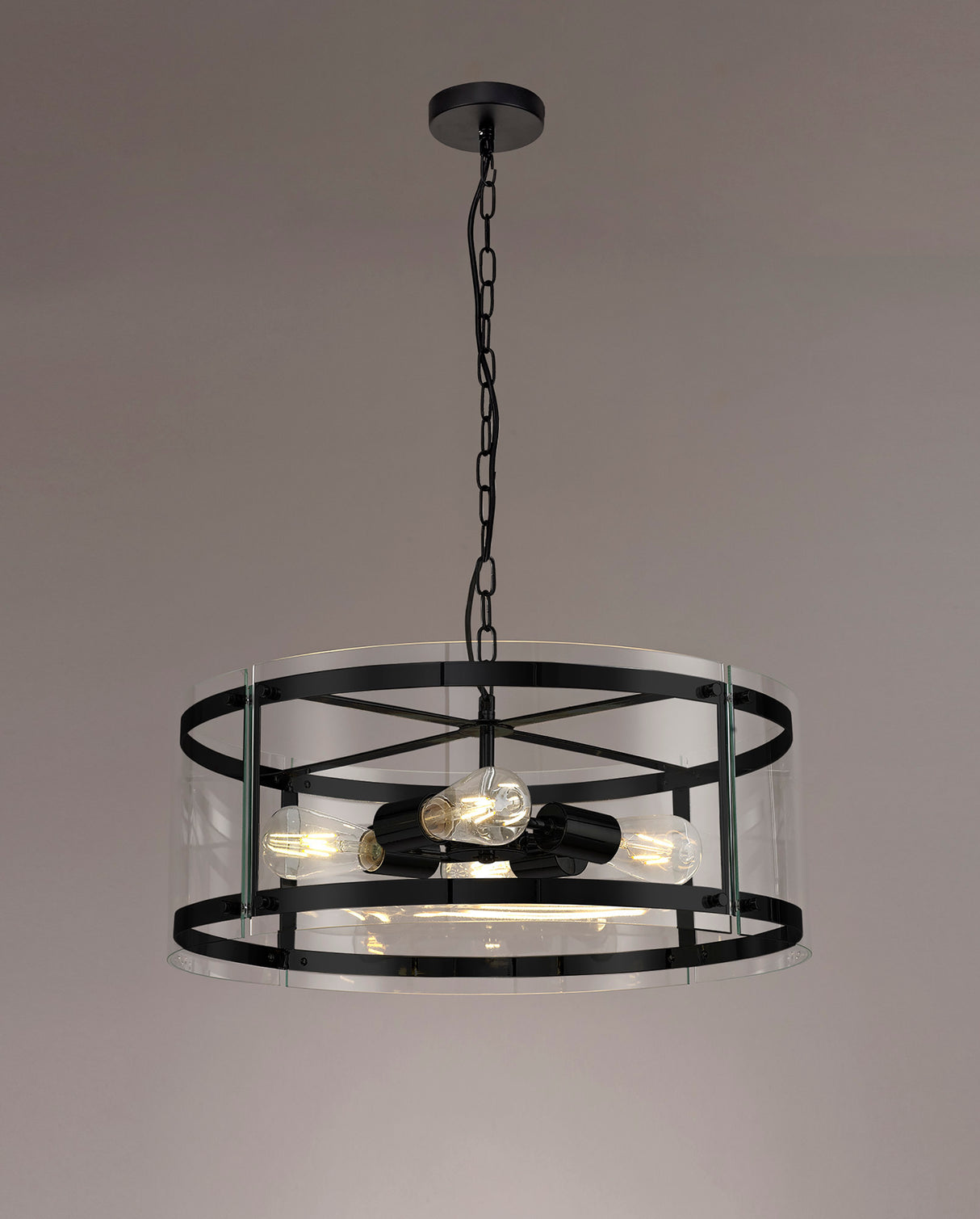 PRO8618 Propus Pendant 4 Light in a Matt Black/Clear Finish