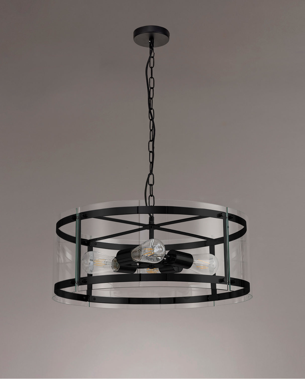 PRO8618 Propus Pendant 4 Light in a Matt Black/Clear Finish