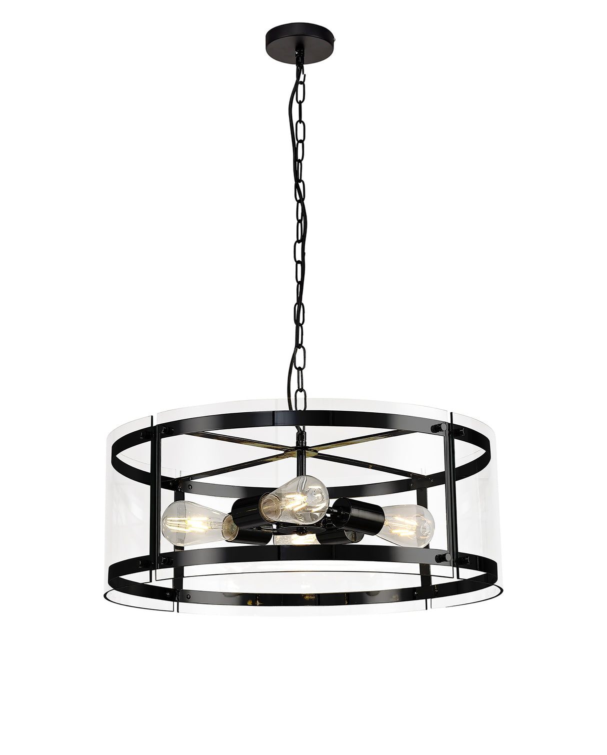 PRO8618 Propus Pendant 4 Light in a Matt Black/Clear Finish