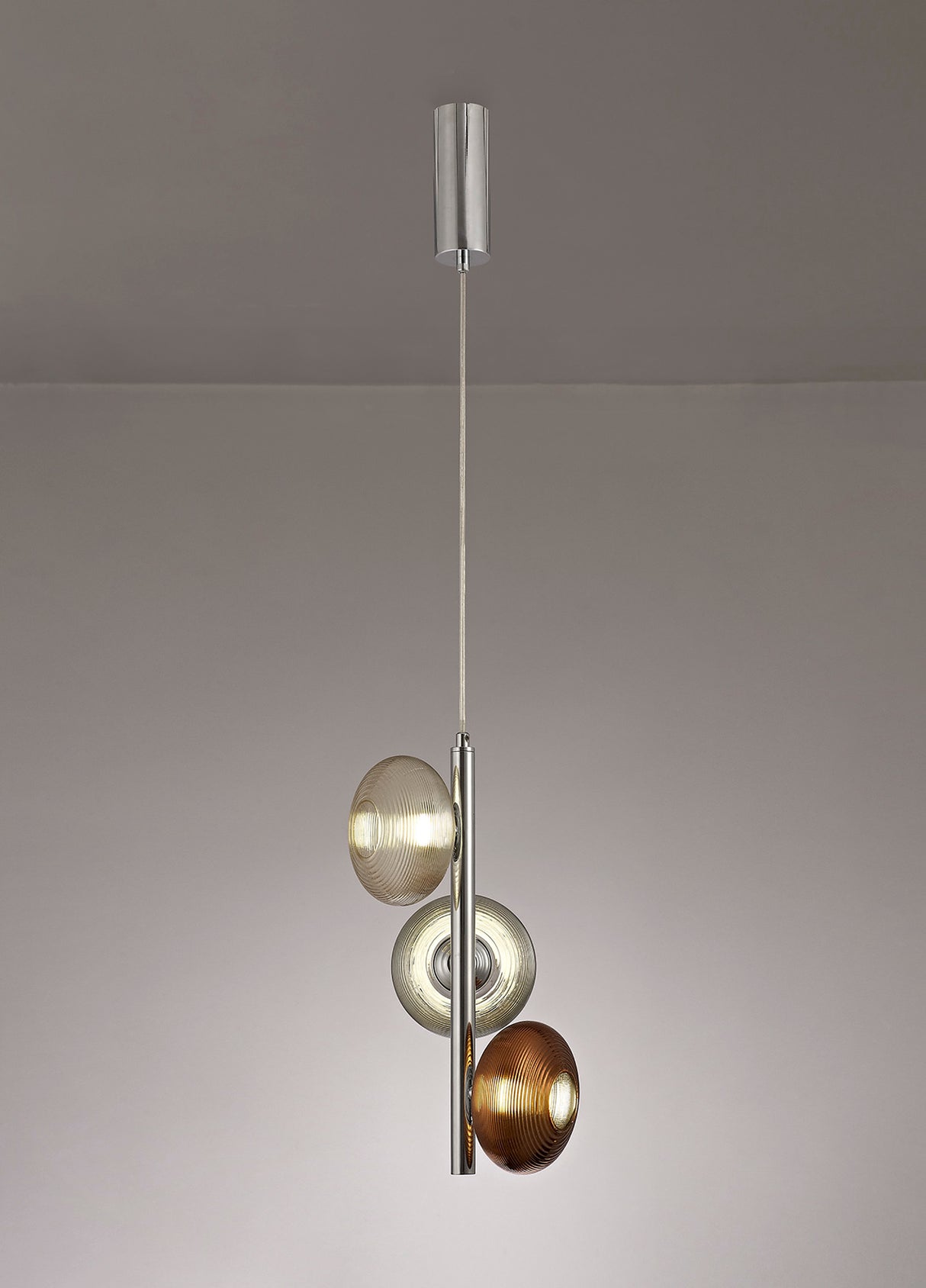 RAP1447 Rapeto Multiple Pendant 3 Light 24W LED in a Chrome/Copper/Champagne/Smoked Finish