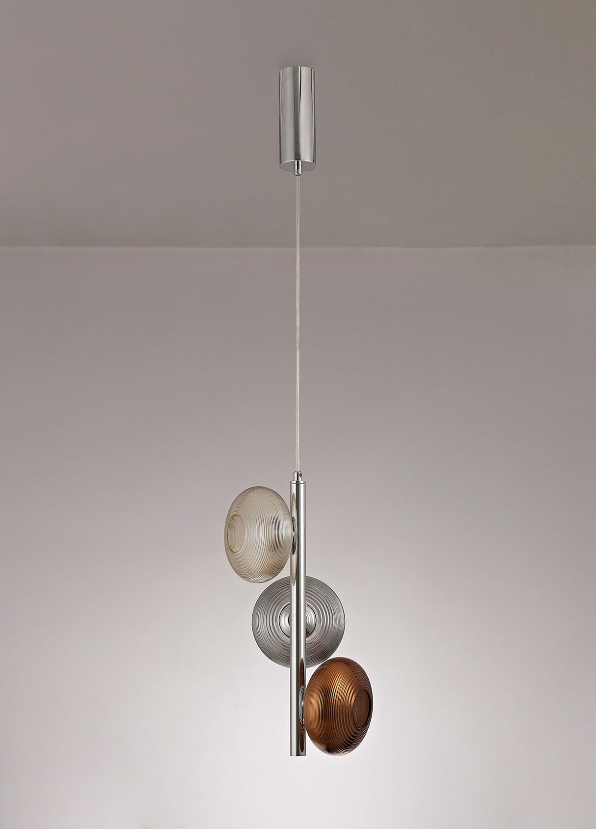 RAP1447 Rapeto Multiple Pendant 3 Light 24W LED in a Chrome/Copper/Champagne/Smoked Finish