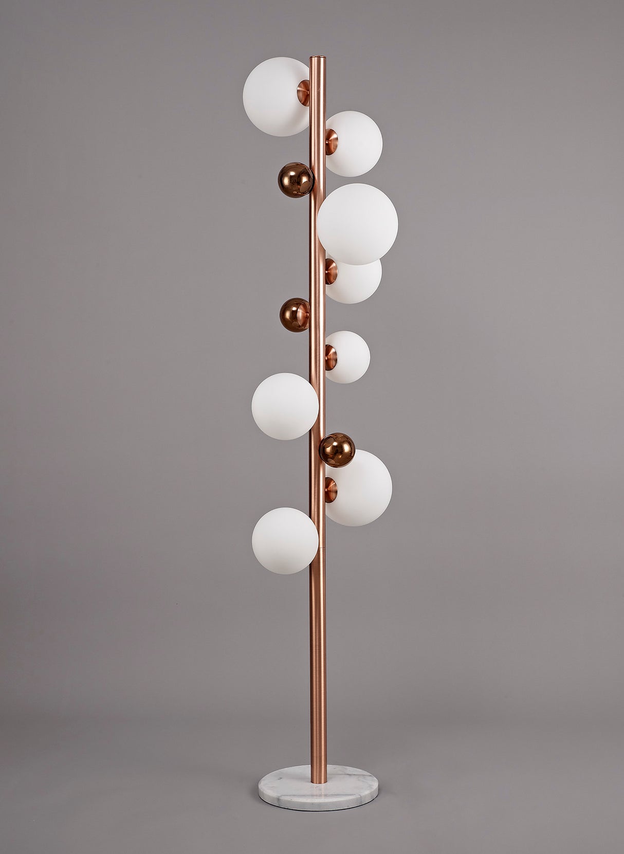 REG2667 Regor 170cm Floor Lamp 8 LIght in a Antique Copper/Opal/Copper Finish