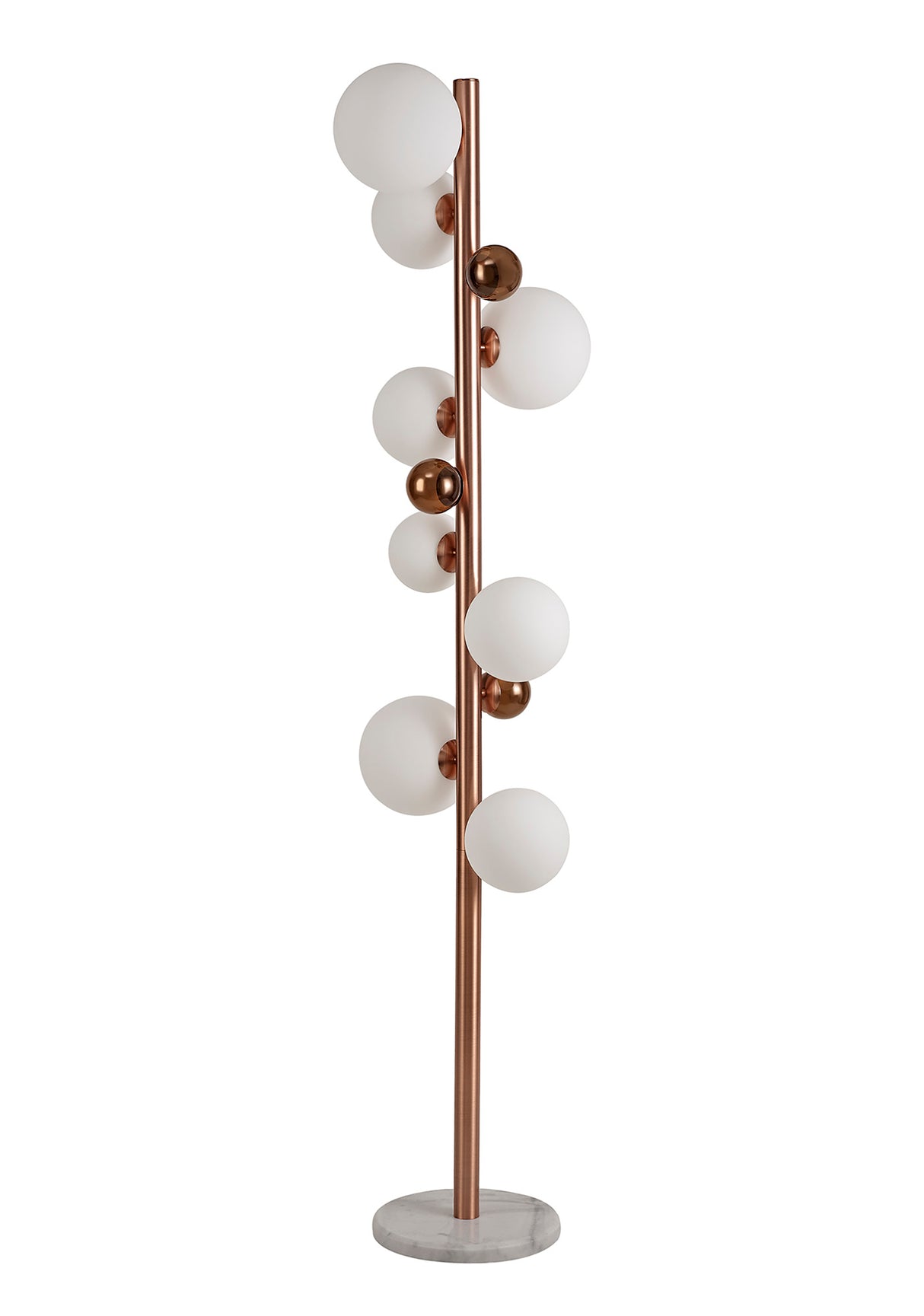 REG2667 Regor 170cm Floor Lamp 8 LIght in a Antique Copper/Opal/Copper Finish