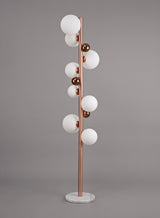 REG2667 Regor 170cm Floor Lamp 8 LIght in a Antique Copper/Opal/Copper Finish