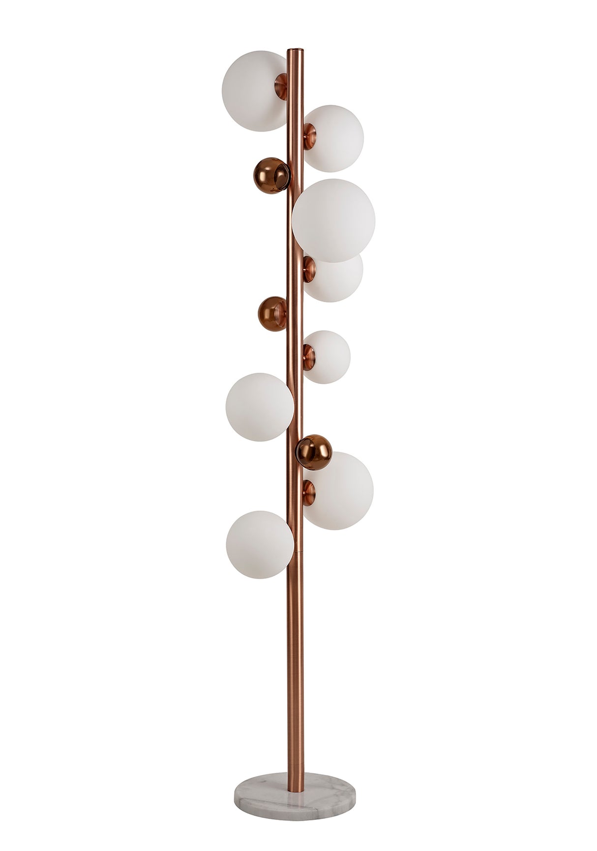 REG2667 Regor 170cm Floor Lamp 8 LIght in a Antique Copper/Opal/Copper Finish