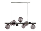 REG3037 Regor Pendant 7 Light in a Chrome/Smoked/Black Finish