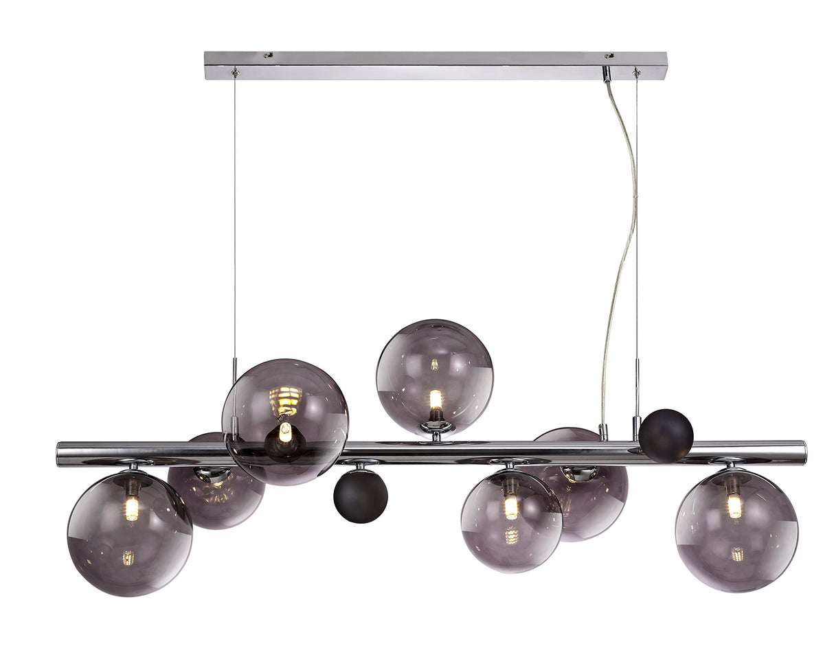 REG3037 Regor Pendant 7 Light in a Chrome/Smoked/Black Finish