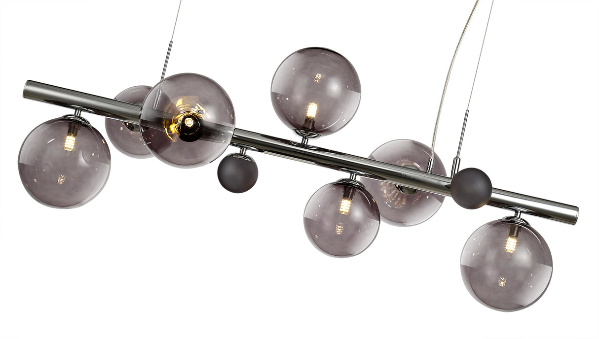 REG3037 Regor Pendant 7 Light in a Chrome/Smoked/Black Finish