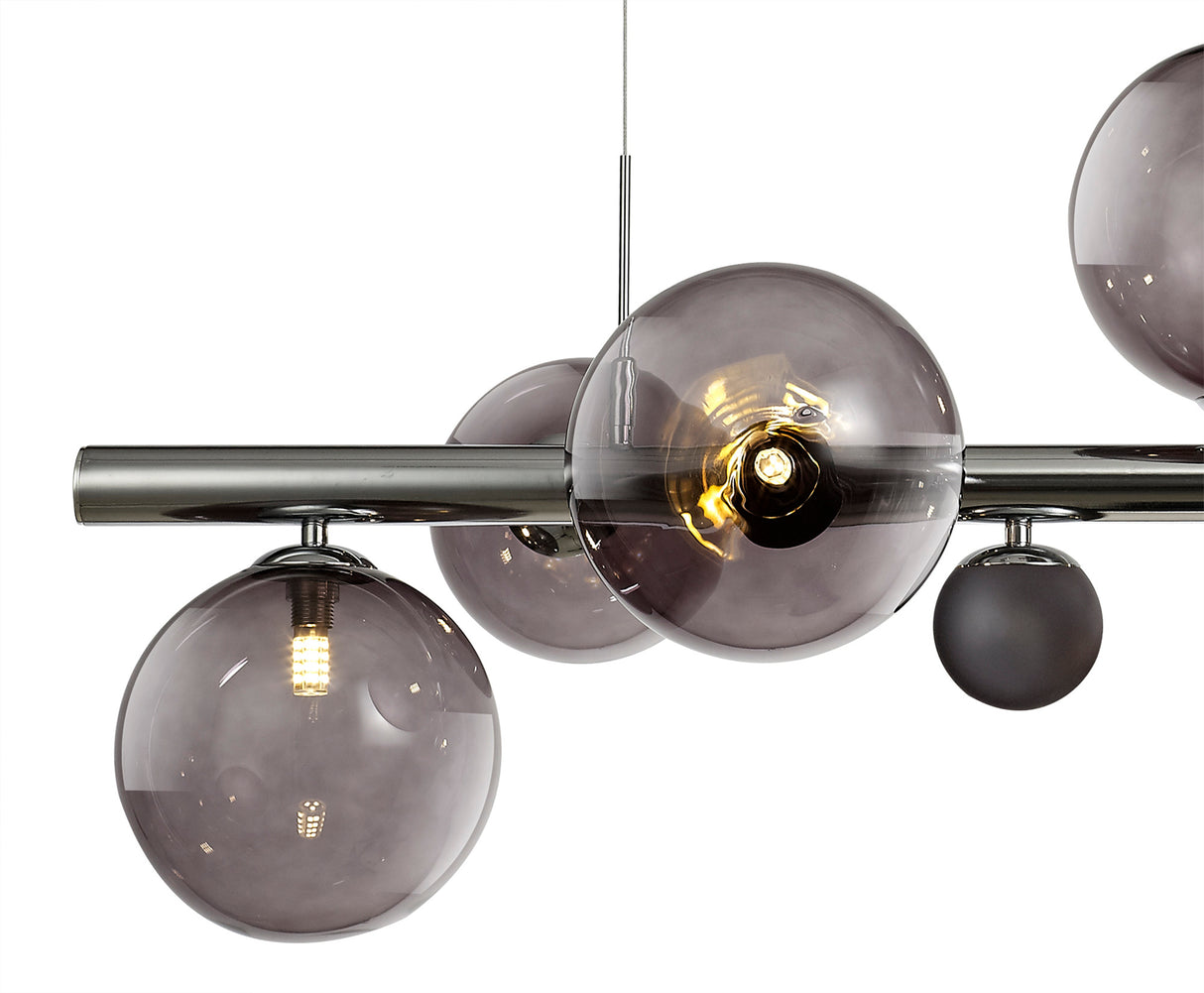 REG3037 Regor Pendant 7 Light in a Chrome/Smoked/Black Finish