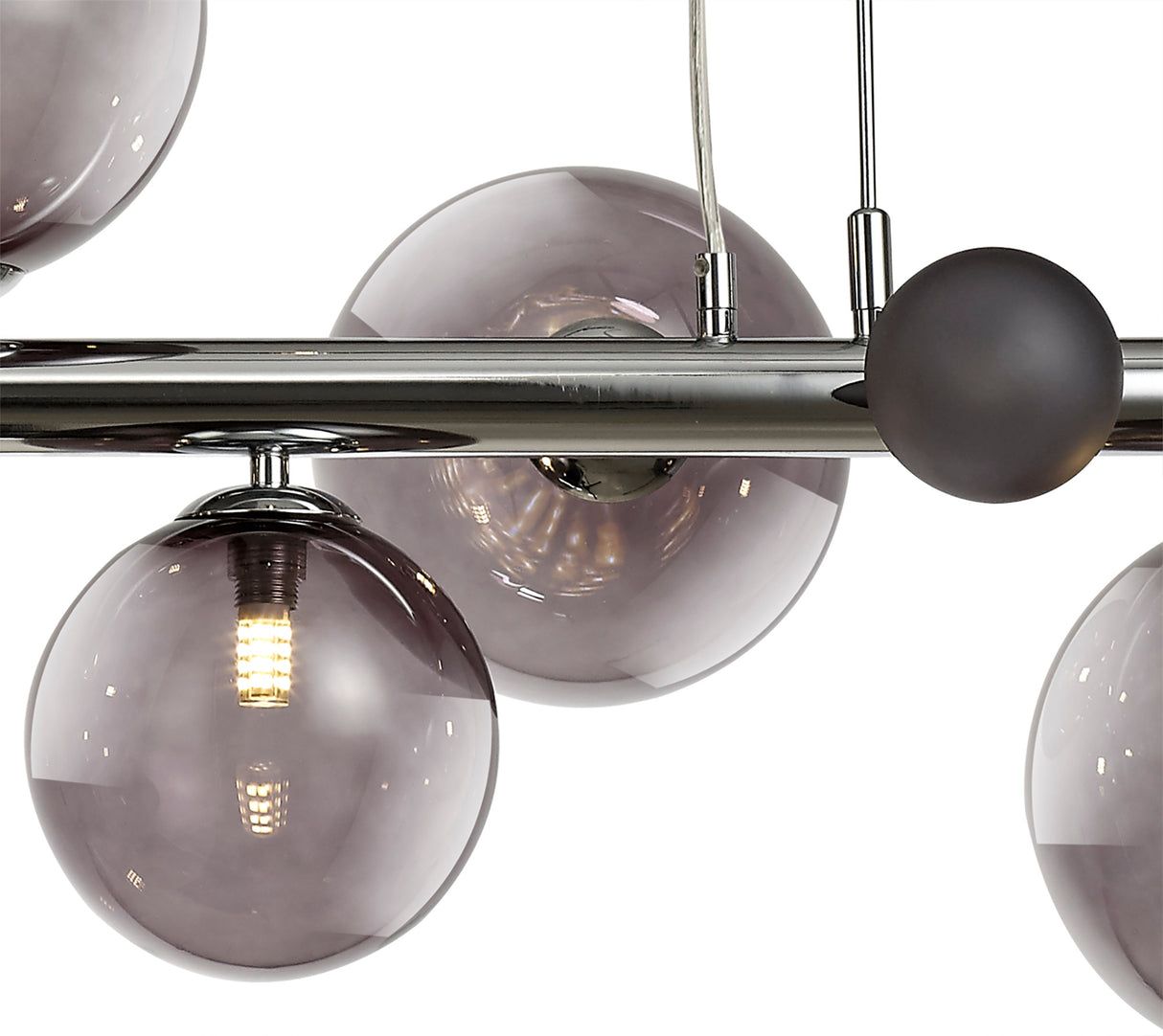 REG3037 Regor Pendant 7 Light in a Chrome/Smoked/Black Finish