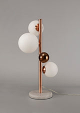 REG3667 Regor 60cm Table Lamp 3 Light in a Antique Copper/Opal/Copper Finish