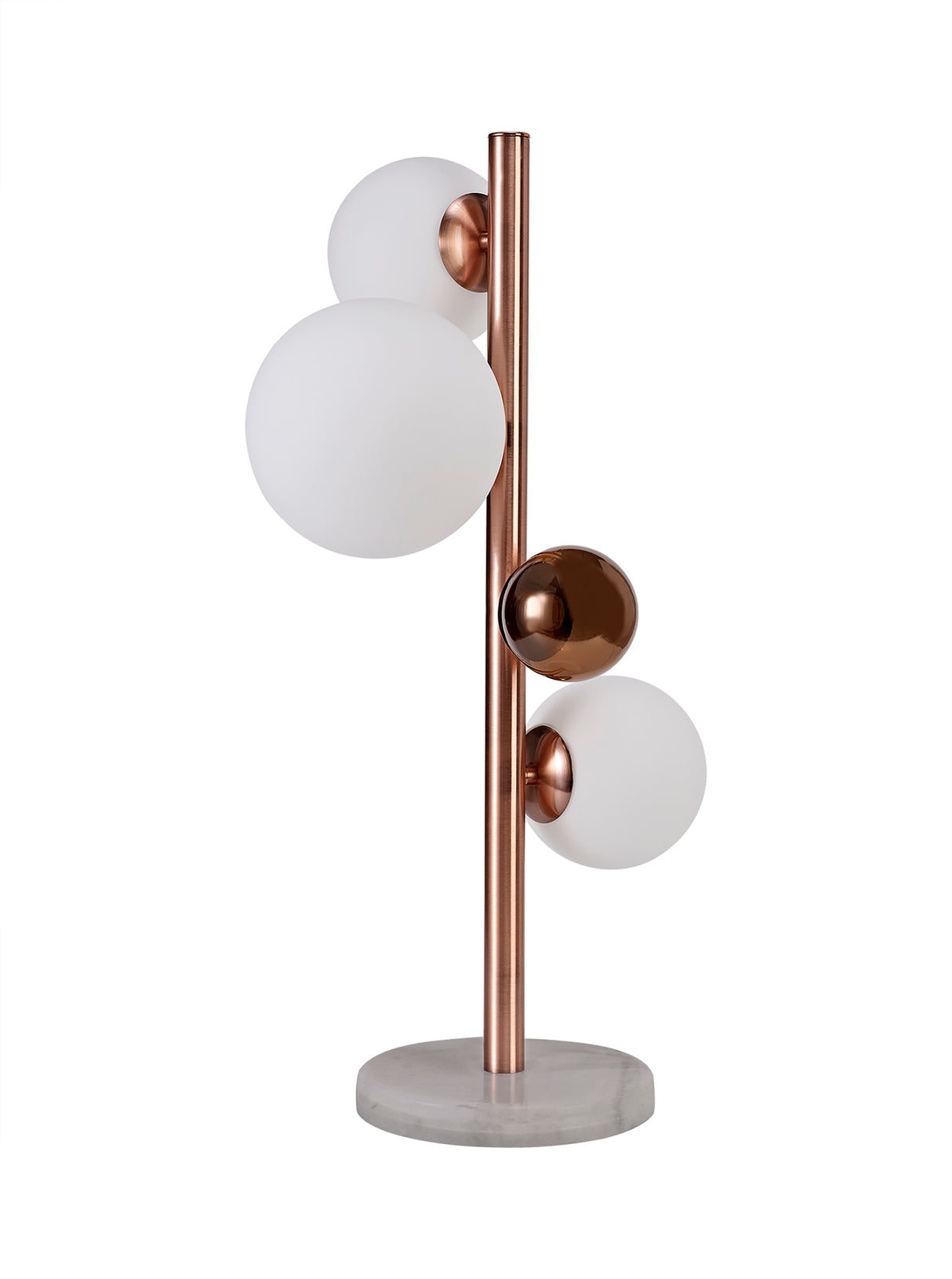 REG3667 Regor 60cm Table Lamp 3 Light in a Antique Copper/Opal/Copper Finish