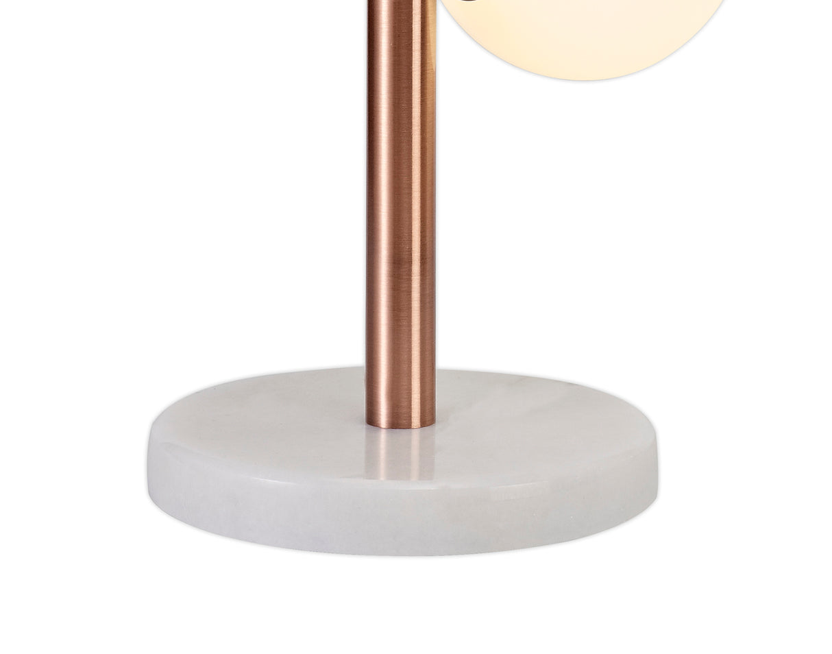 REG3667 Regor 60cm Table Lamp 3 Light in a Antique Copper/Opal/Copper Finish