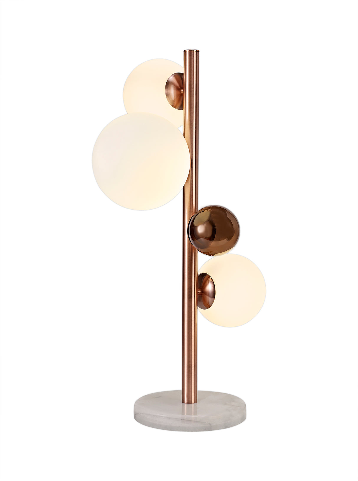 REG3667 Regor 60cm Table Lamp 3 Light in a Antique Copper/Opal/Copper Finish